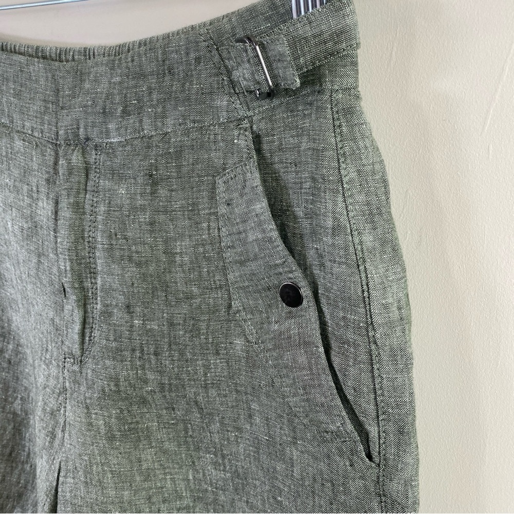Athleta 100% Linen Women’s Green Voyager Shorts Sz 4 - Picture 3 of 13